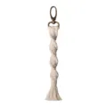 Handcrafted macrame keychain beige cotton woven bag charm bronze clasp aesthetic accessory - 19cm / 7.48in / C Beige