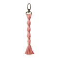 Handmade macrame pink cotton rope keychain cute braided bag charm with bronze lobster hook. - 19cm / 7.48in / C Dusty Pink
