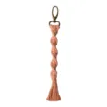 Handmade woven macrame keychain in peach pink with bronze metal clasp, stylish bag accessory. - 19cm / 7.48in / Brick Red C