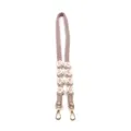 Handcrafted dusty rose woven lanyard strap with crochet daisies and gold clasps - 3*80CM / Dusty Pink (Style A)