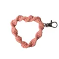 Handmade pink macrame heart-shaped phone wrist strap featuring a durable metal clasp - 9cm x 6.5cm / Dusty Pink