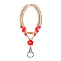 Handgefertigtes Lanyard aus Holz- und Silikonperlen mit Blumenanhänger in Rot - 45cm/17.71in / Rot