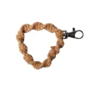 Handmade boho macrame mobile phone wrist strap in tan color with metal lobster clasp - 9cm x 6.5cm / Brown