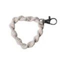 Handmade macrame phone wristlet lanyard in off-white cotton rope - 9cm x 6.5cm / White
