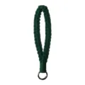 Braided phone wrist lanyard strap, dark green cotton anti-lost cord with metal ring - 17cm / Dark Green