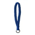 Blue woven phone wrist lanyard strap with metal ring for mobile phone charms and keys. - 17cm / Gem Blue