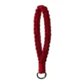Red woven phone wrist lanyard strap, cotton braided strap with metal ring attachment. - 17cm / Burgundy
