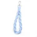 Light blue woven wrist lanyard keychain, soft handmade keychain strap with silver metal clasp. - Moonlight Blue