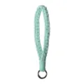 Mint green woven cotton phone wrist strap lanyard with metal ring charm accessory. - 17cm / Light Blue