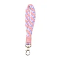 Dopamine colorful cotton rope braided keychain wrist strap cute bag pendant phone lanyard - Pink Purple