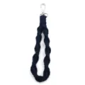 Dark blue braided wrist keychain with metal clasp, portable handmade key accessory variant. - Navy Blue