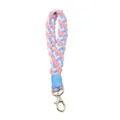 Colorful braided cotton wrist strap keychain phone lanyard cute aesthetic bag charm - Pink Blue White