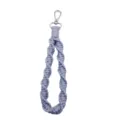 Grey woven wrist keychain with metal clasp, soft handmade key holder accessory for daily use. - Light Gray