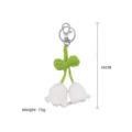 Handmade crochet lily of the valley keychain pendant for bags 14cm length white and green - Flower Charm