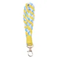 Colorful braided cotton wrist strap keychain, vibrant phone lanyard and bag charm accessory. - Yellow-Blue