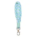 Braided cotton rope keychain wrist strap, green and blue woven lanyard for phone and bag - Teal