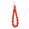 Orange woven wrist lanyard keychain with silver clasp for keys phone bag decorative charm. - Orange Red