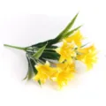 Artificial yellow morning glory flower bouquet detail, silk floral arrangement decor. - Yellow