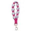 Handmade crochet pink and grey daisy flower wristlet strap with pearls and gold clasp - 14*8 / Gray