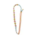 Handmade colorful woven daisy flower phone lanyard strap in pink yellow and blue - Deep Pink and Yellow