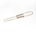 Handmade bohemian woven daisy flower phone lanyard strap in brown and white finish - Brown and White