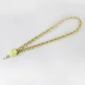Macrame braided daisy phone lanyard strap with yellow and grey flowers and metal clasp. - Single Button Yellow