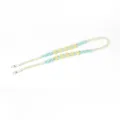 Bohemian braided flower phone lanyard with yellow daisy motifs and blue cord - Yellow-Blue