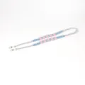 Bohemian hand-braided daisy phone strap in blue and pink with floral accents - Moonlight Blue Pink
