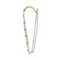 Handmade bohemian woven daisy flower phone lanyard and shoulder strap in blue and yellow - Elegant Blue and White