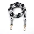 Bohemian hand-woven daisy phone lanyard strap in black white grey with gold clips - Black and White