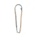 Handmade bohemian daisy flower lanyard strap with blue pink and yellow braided weave pattern - Light Pink and Light Yellow