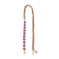 Colorful handmade braided multi-functional strap with floral design for phone and bag - Rose Red