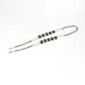Bohemian hand-woven phone lanyard featuring black daisy flowers and elegant pearls - Black and White