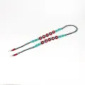 Bohemian hand-woven floral lanyard strap in teal and red for phone and camera use - Lake Green Red