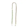 Hand-woven floral phone lanyard and camera strap in pastel green and pink colors - Aqua Green