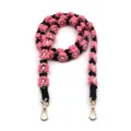 Bohemian woven pink and black daisy flower phone strap with gold lobster clasps - Dark Pink + Black