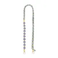 Handmade braided purple and yellow floral phone strap with adjustable metal rings - Light Purple
