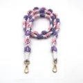 Handcrafted bohemian woven daisy phone lanyard in purple and pink with gold clasps - Light Purple and Light Pink