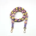 Bohemian hand-woven daisy flower phone lanyard strap in pastel colors with gold metal clasps - Light Pink and Light Yellow