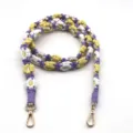 Handmade woven bohemian daisy flower phone strap in purple, yellow and white colors - Light Purple and Pale Yellow