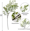 Macro detail view of 110cm tall realistic artificial Nandina branches and leaves - Single Nandina Domestica (7-Head Bean Leaf Grass) / Green