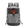 Leichter Rucksack im Outdoor-Bergstil in Grau mit leuchtend orangen Kordelzug-Akzenten - Schwarz