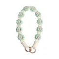 Handmade macrame flower strap with green and pink daisies for bags and phone cases - 20cm / Matcha Green