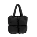 Borsa tote trapuntata nera minimalista con manici imbottiti per l'inverno - Stile Borsa a Mano / Nero