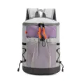 Outdoor-Wanderrucksack in Hellgrau und Violett mit orangefarbenen Reißverschluss-Zügen - Lila