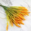 Detailed view of artificial golden wheat stalks featuring vibrant yellow grain heads - 10-Fork Wheat Ear