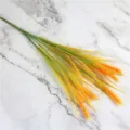 Close-up of realistic artificial golden wheat stalks with vibrant yellow seed heads - 7-Fork Wheat Ear