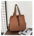 Brown casual nylon backpack large capacity school bag stylish commuter daypack daily use - Brown