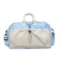 Sac de voyage léger de grande capacité, sac de sport élégant bleu et beige pour le fitness. - Bleu