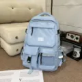 Light blue camouflage backpack large capacity student school bag daily commuting casual backpack - Blue